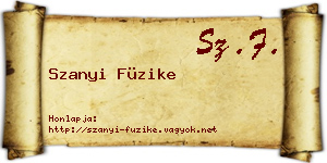 Szanyi Füzike névjegykártya